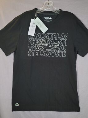 NWT Lacoste Sport Graphic T-Shirt Men’s Medium Black Ultra Dry Croc Logo Tee